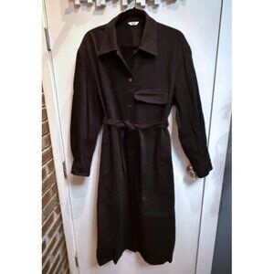UNIQLO Black Denim Trench Coat Size 6